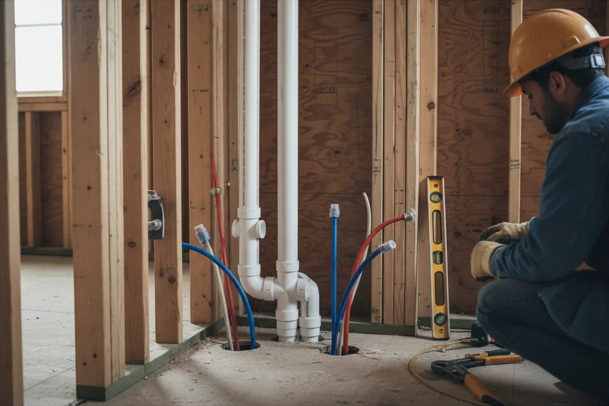 Drain and supply rough-in during Drain Cleaning in Doylesburg
