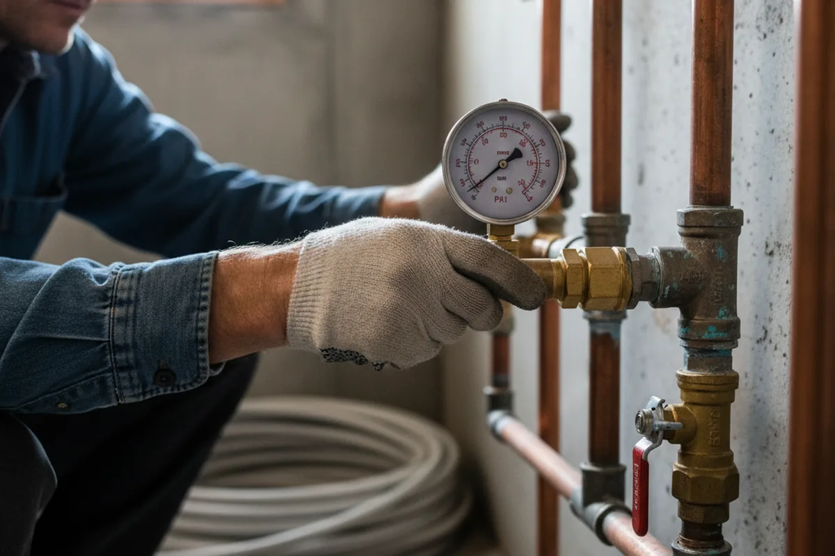 Pressure testing a repaired line during Water Line Repair in Doylesburg